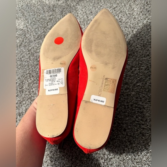 BCBGeneration Size 8.5 Red Suede Strappy Ballet Flats Back Zip NWT R $99 - Picture 8 of 11